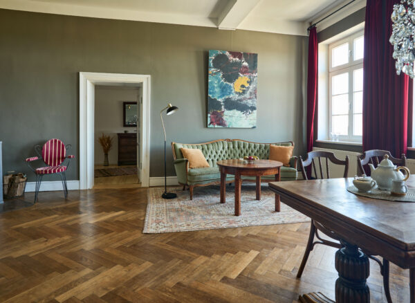 De herrschaftliche Wohnbereich in der Ferienwohnung Hedwig Gut Pohnstorf/Andrea Girard